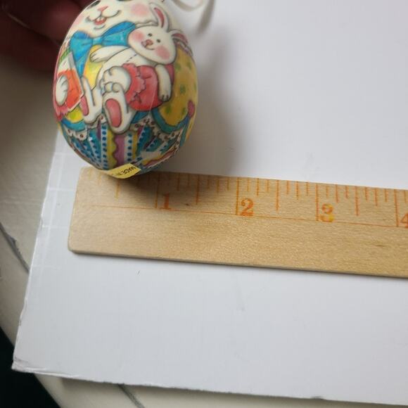 Vintage Paper Mache Bunny Shaped Easter Eggs Lot of 3 with Ties Decor Holiday - Picture 13 of 14